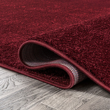 Haze Solid Low-pile Area Rug Dark Red